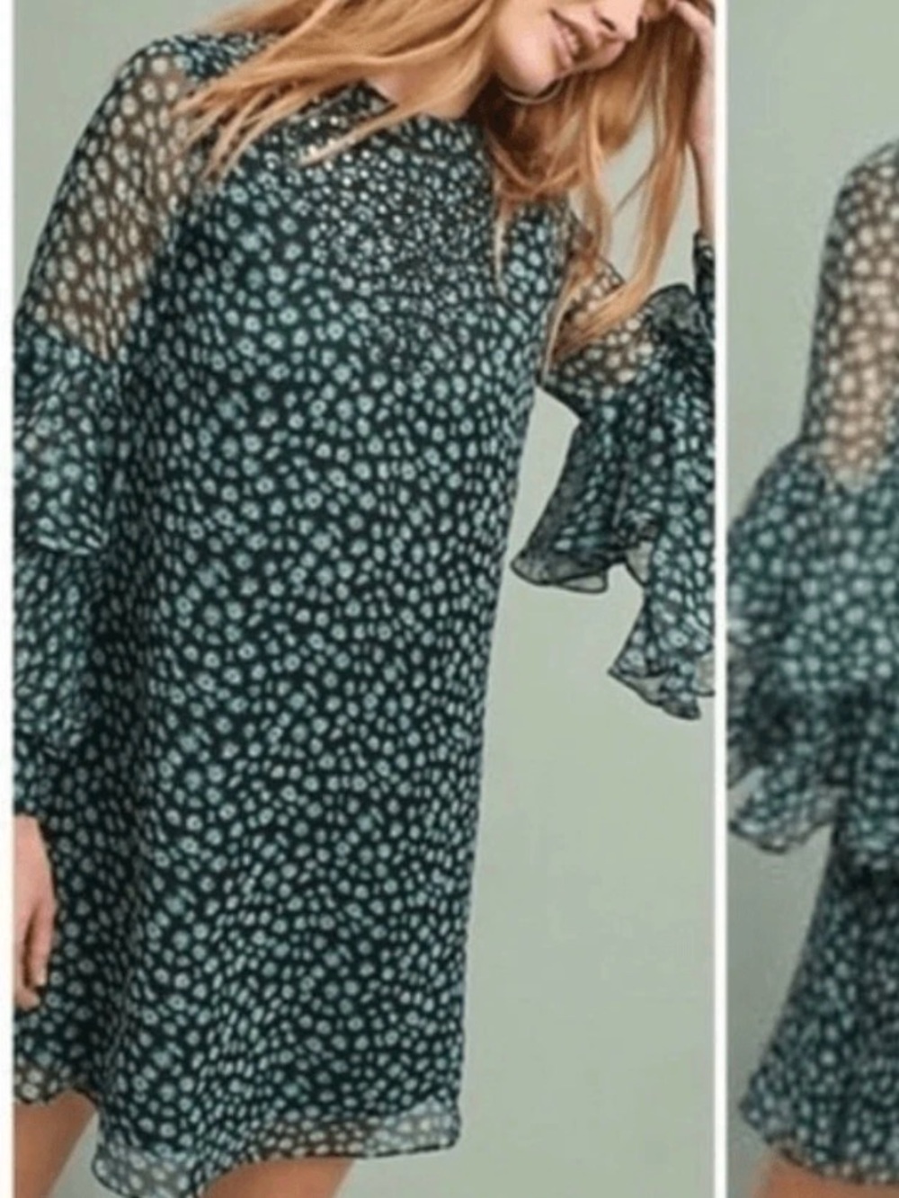 Anthropologie Ranna Gill Fluttered Sleeve Tunic Dress Large